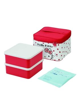 SANRIO Hello Kitty Red & White Insulated Lunch Set with Stacker Boxes